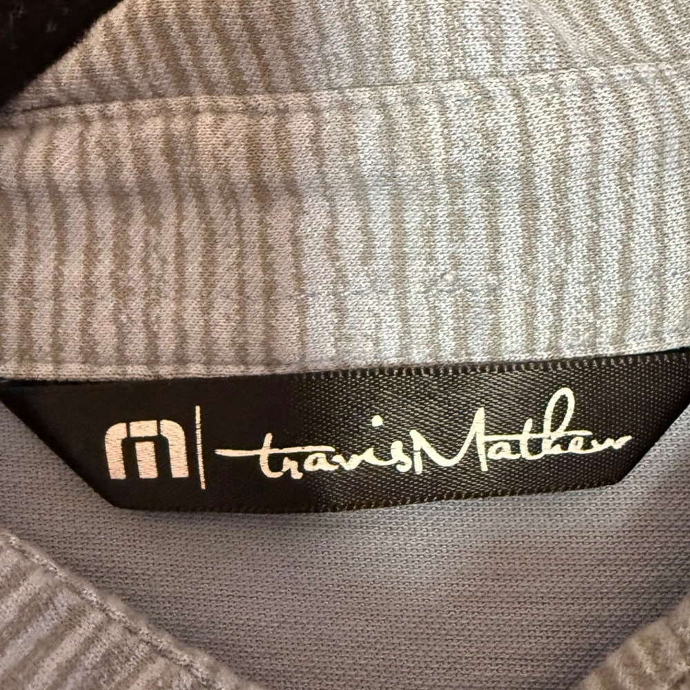Travis Mathew Polo Shirt Mens XL Blue Grey Stripe Pima Cotton - Picture 4 of 11